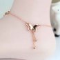 Summer Women Refinement Sexy Butterfly Bell Drop Rose Gold Chain Anklet Bracelet