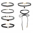 6 Pieces Sexy Black Velvet Chokers Charm Choker Necklace Set Fashion Gifts for Women Girls