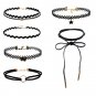 6 Pieces Sexy Black Velvet Chokers Charm Choker Necklace Set Fashion Gifts for Women Girls