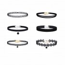 6 Pieces Sexy Lace Chokers Charm Black Choker Necklace Set Gothic Velvet Chockers for Women Girls