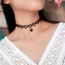 Beautiful Fabric Hollow Out Heart Summer Beach Black Short Chokers Necklaces with Pendant