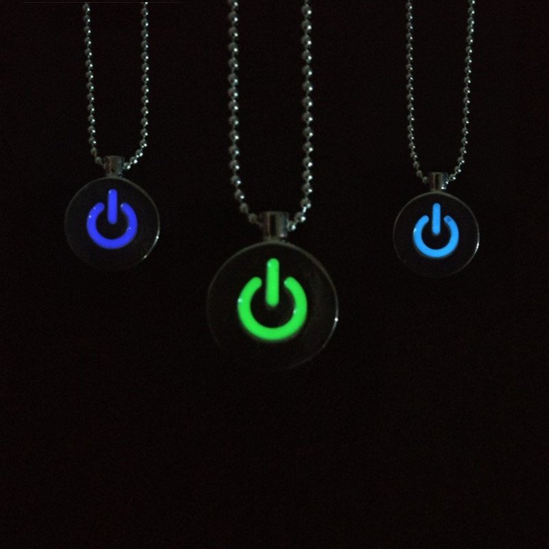 New Creative Fluorescent color Power Key icon Pendant Necklace Luminous Personality pendant
