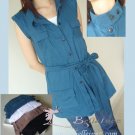 Chic Button Front Sleeveless Top With Belt