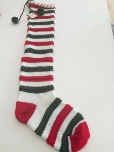 Jumbo XL Deluxe Striped Target 34" Knit Holiday Xmas Stocking Red/White/Green