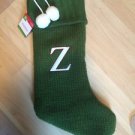 Letter Initial Z 20" Green Monogram Holiday Stocking Knitted pom pom Xmas Target
