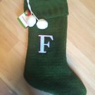 Letter Initial F 20" Monogram Holiday Stocking Knitted Xmas Target pom pom