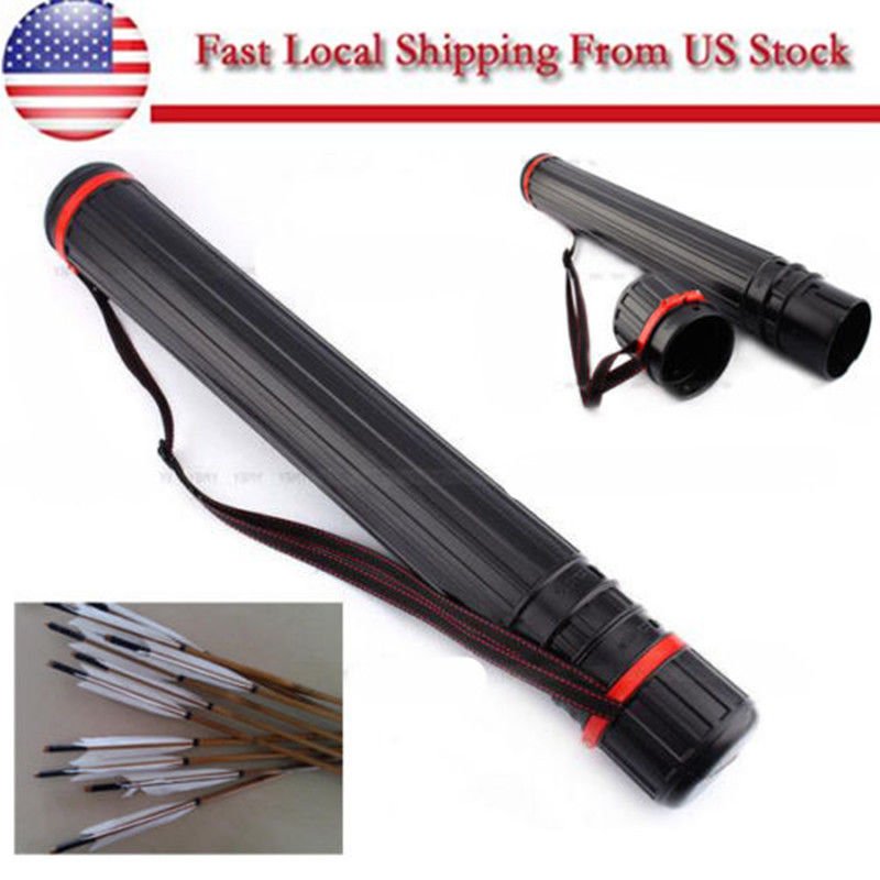 Adjustable Arrow Case Back Quiver Shoulder Tube Telescopic Elastic Tube+Strap US