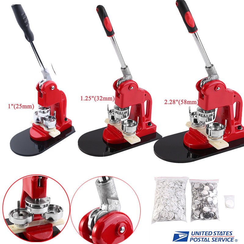 25/32/58mm Button Maker Badge Punch Press Machine 1000 Parts +Circle Cutter