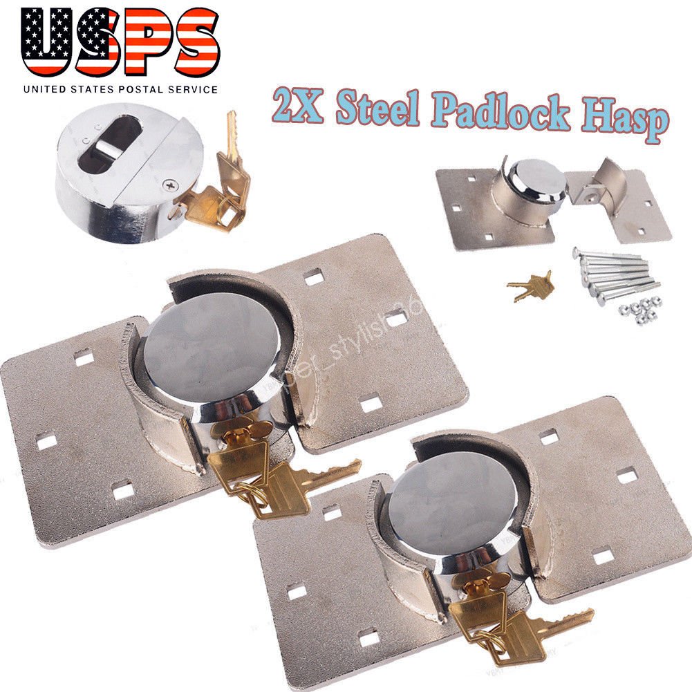 2X Van Garage Shed Door Security Padlock & Hasp Set Heavy Duty 73mm Steel + Bolt