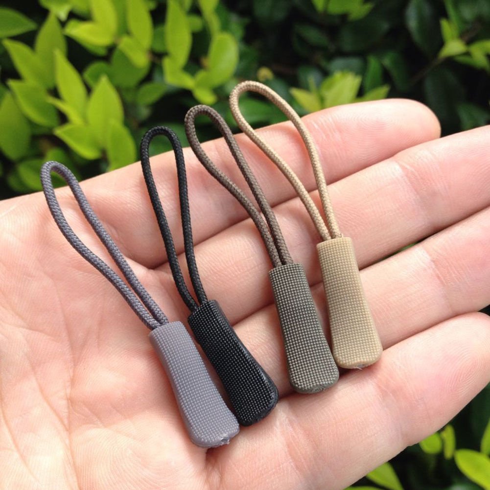 10Pcs EDC Zipper Pulls Slider Cord Rope Puller Ends Lock Zip Clip Buckle For Bag
