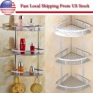 3 Layers Triangular Shower Shelf Bathroom Corner Rack Storage Basket Hanger -US
