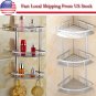 3 Layers Triangular Shower Shelf Bathroom Corner Rack Storage Basket Hanger -US