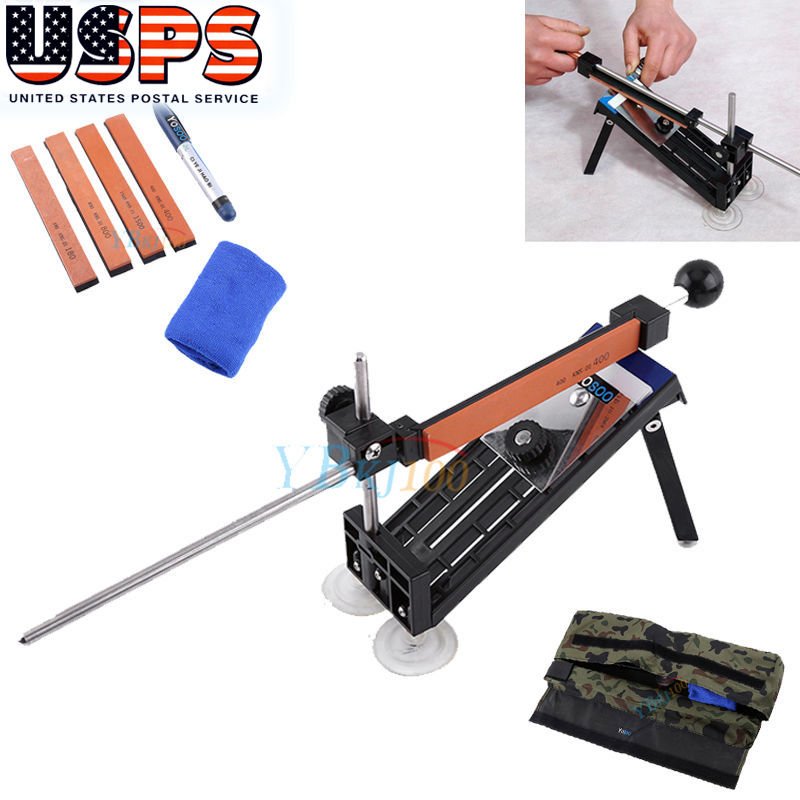 USPS Professional Knife Sharpener System Sharpening Kitchen Fix Angle +4 Stones