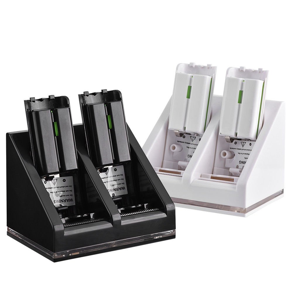 2x Rechargeable Battery Pack+ Dual Charger Dock Station For Nintendo Wii Remote