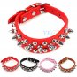 Pet Adjustable PU Leather Studded Spiked Buckle Cat Puppy Dog Collar Rivet Strap