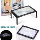 2017 A4 Page Hands Free 3x Magnifying Glass With Light LED Magnifier Reading US