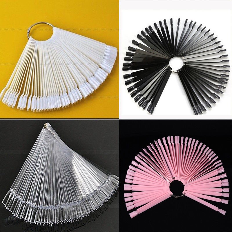 2017 False Display Nail Art Fan Wheel Polish Practice Tip Sticks Nail Art 50pcs
