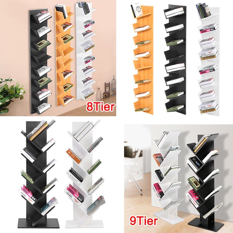 8Shelf Bookcase CD DVD Storage Bookshelf Wood Furniture Book Wall Floating Shelf