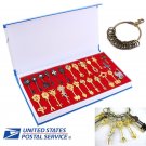 24Pcs Cosplay Fairy Tail Lucy Anime Keys Necklace Pendant Keychain + Box XMAS