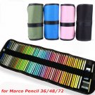 Fashion Canvas Pencils Pens Brush Holder Pouch Wrap Case f Marco Pencil 36/48/72