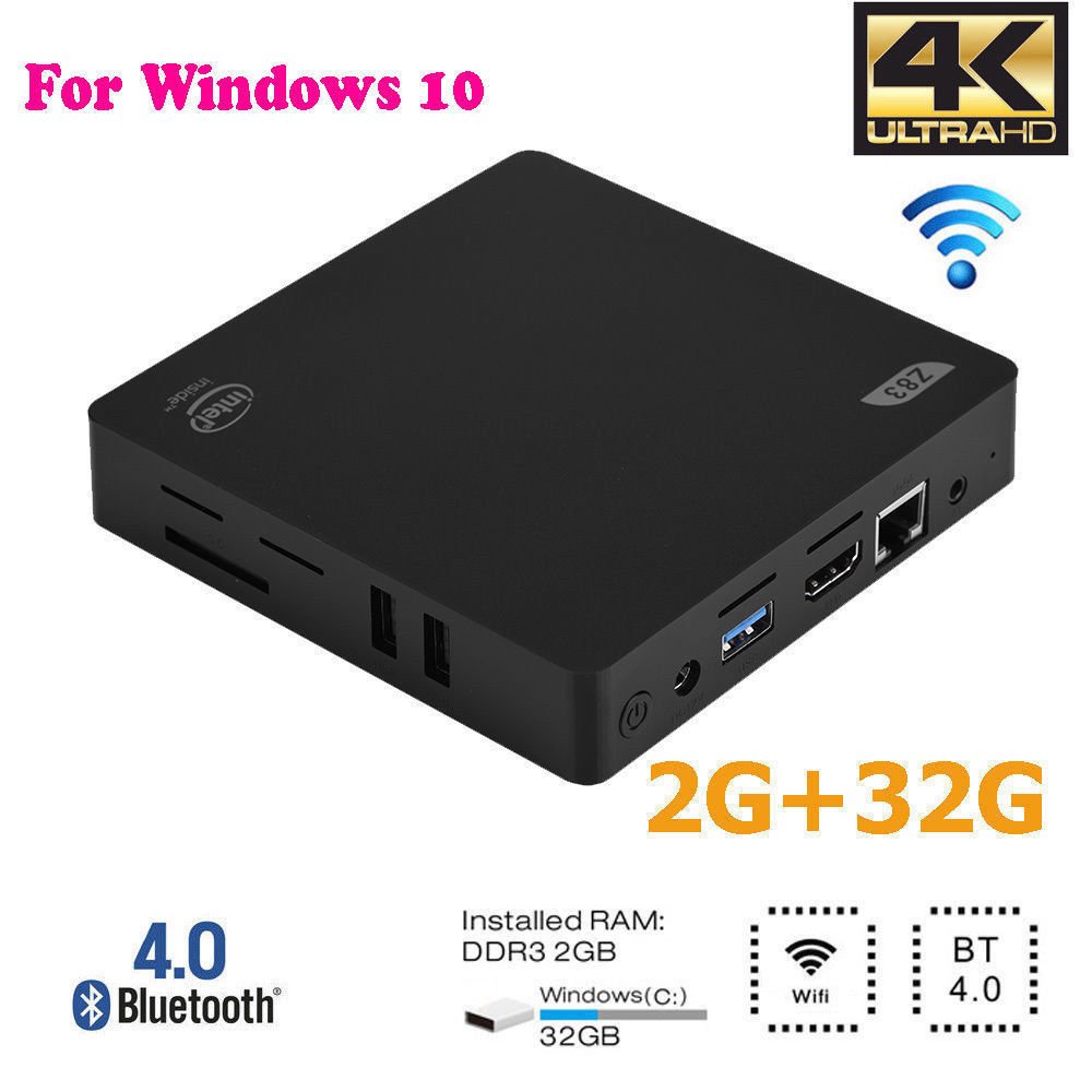 NEW Mini PC Intel Atom x5-Z8350 Quad Core Windows 10 WiFi DDR3 2G+32GB Computer