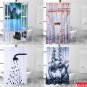 Bathroom Waterproof Fabric Shower Curtain Tree Roller 70"x70" Rings Hooks Black