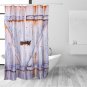 Bathroom Waterproof Fabric Shower Curtain Tree Roller 70"x70" Rings Hooks Black