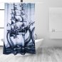 Bathroom Waterproof Fabric Shower Curtain Tree Roller 70"x70" Rings Hooks Black