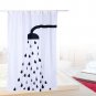 Bathroom Waterproof Fabric Shower Curtain Tree Roller 70"x70" Rings Hooks Black