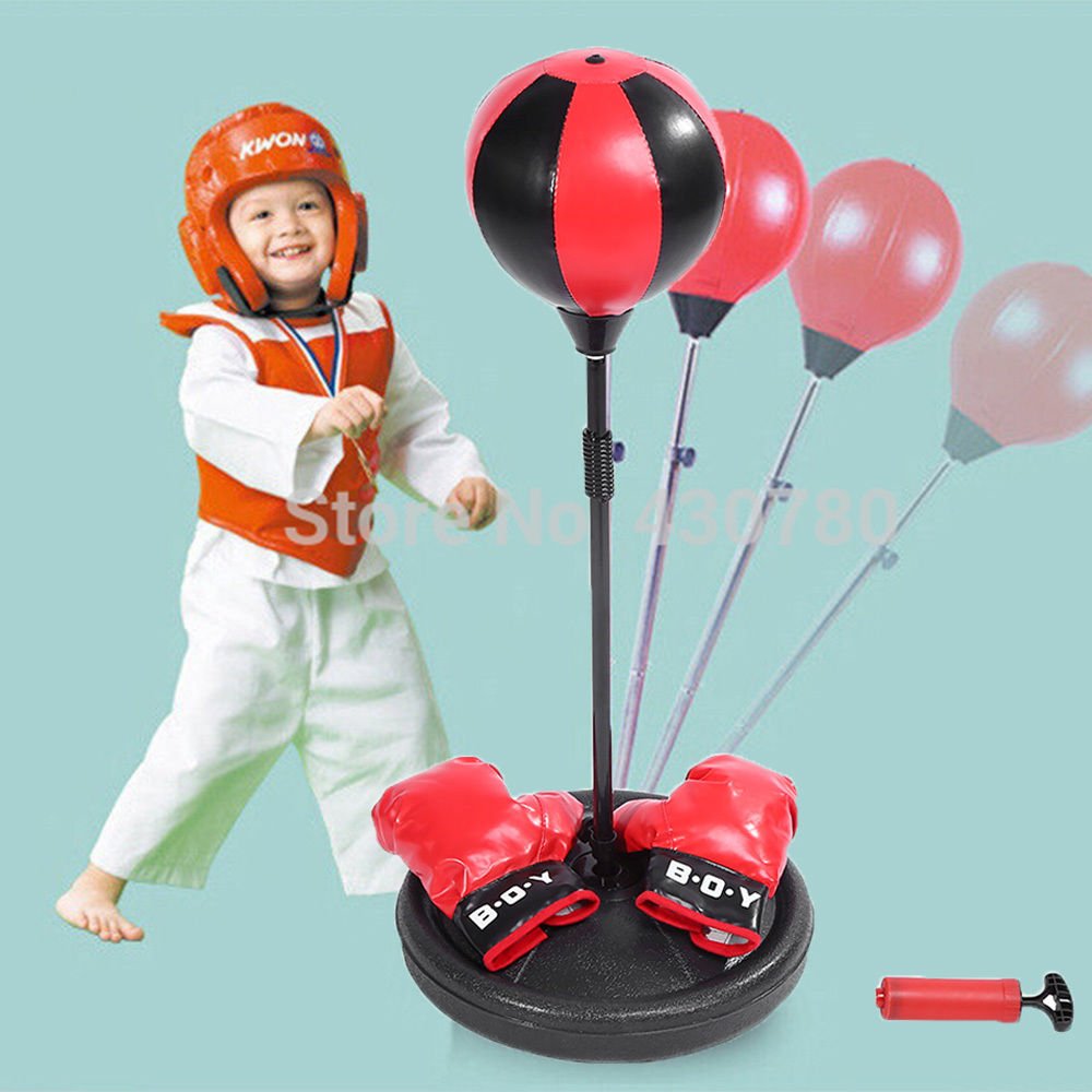 USPS Kids Punching Bag Toy Set Adjustable Height Stand Boxing Glove Speed Ball