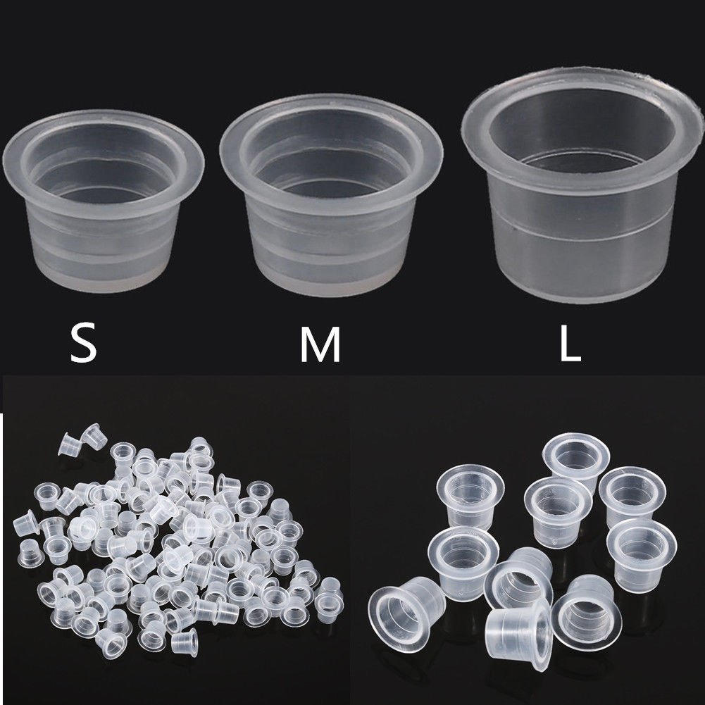 Tattoo Ink Cap Cup Container Plastic Permanent Makeup Pigment Accessories Holder