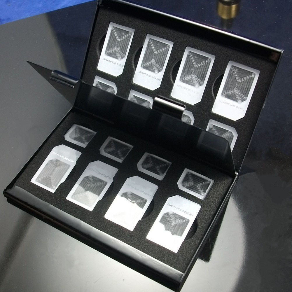 New 15in1 Aluminum SIM Micro Nano SIM Card Pin Storage Box Case Holder Protector