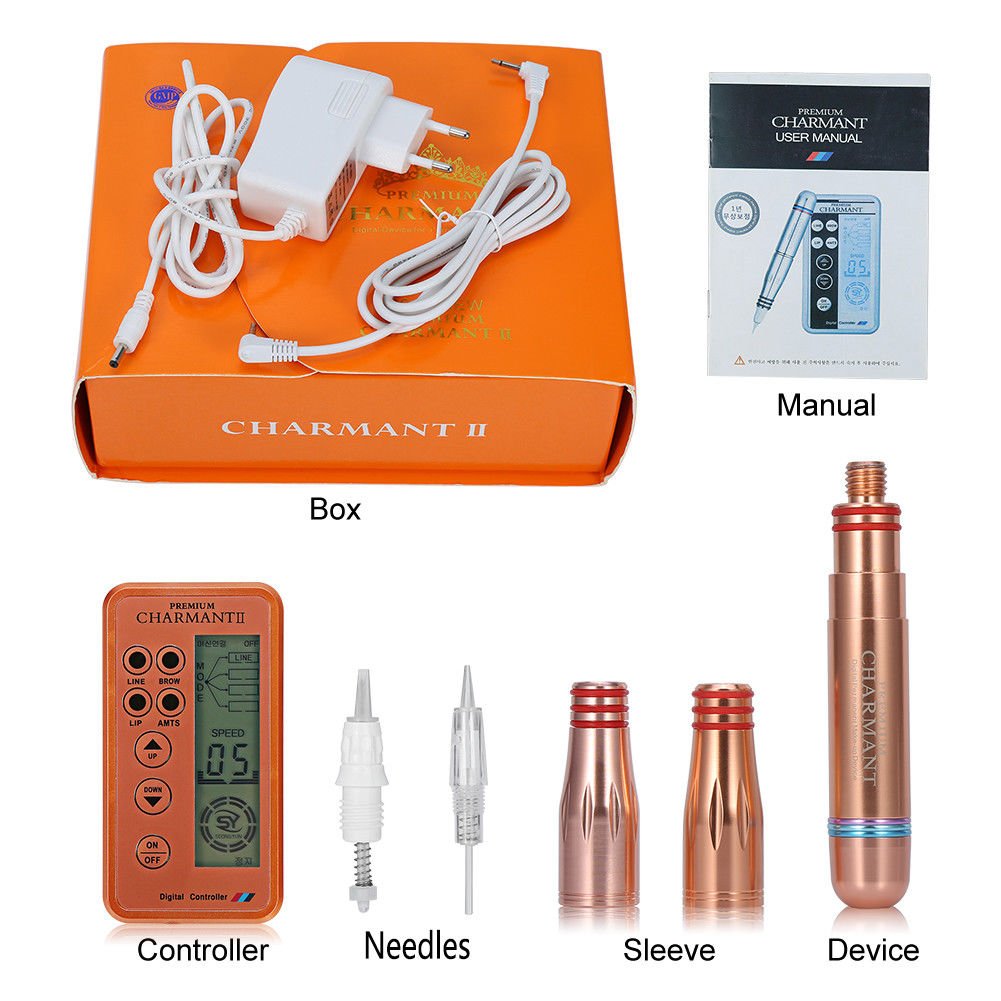 Permanent Makeup Charmant Machine Eyebrow Eyeline Embroidery Tattoo Needle Set