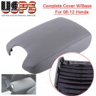 GRAY LEATHER ARMREST CONSOLE COVER COMPLETE REPLACEMENT FOR HONDA ACCORD 08-12 (