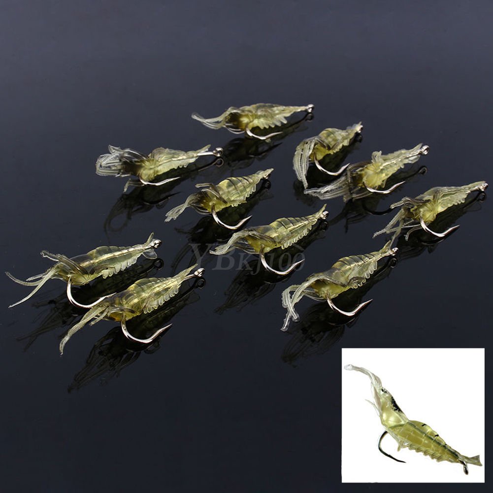 Lot 10pcs 4cm Shrimp Soft Prawn Lure Hook Tackle Bait Saltwater Fishing Lures
