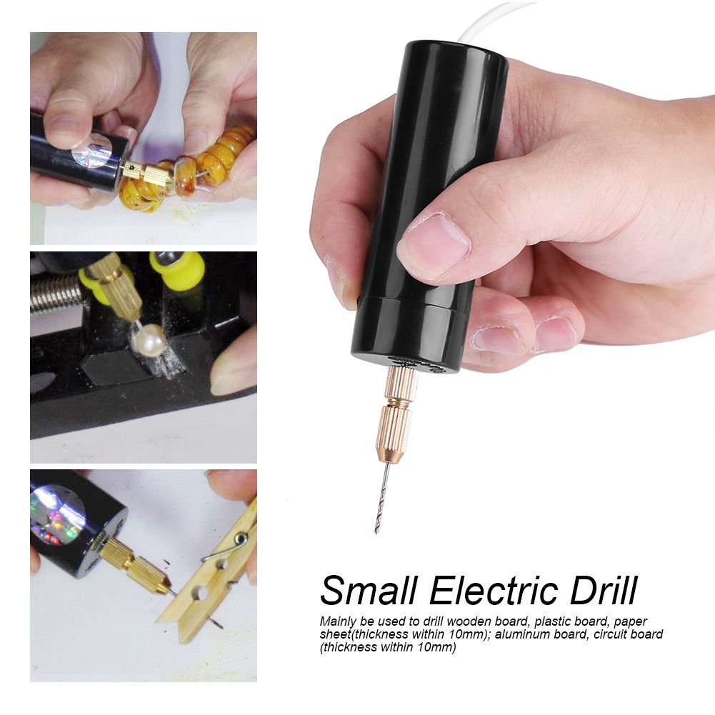 DC5V Mini Micro Metal Electric Motor Hand Drill w/ USB Cable PCB 3X Bit Handheld