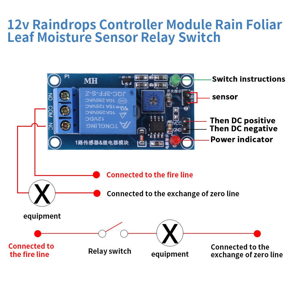 12V Rain Water Raindrop Relay Sensor Control Relay Module for Arduino