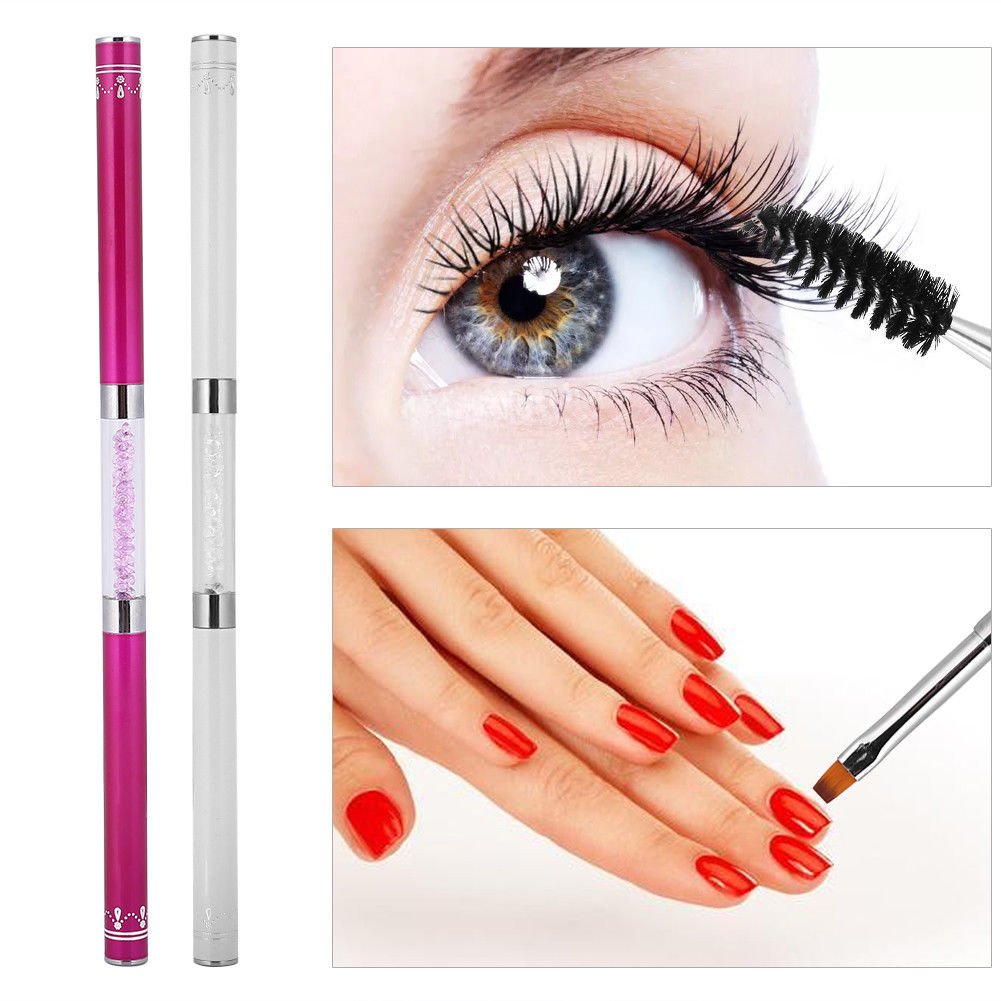Eyebrow Eyeliner Shaping Duo Double Spoolie Makeup Brush Flat Angled Makeup Tool