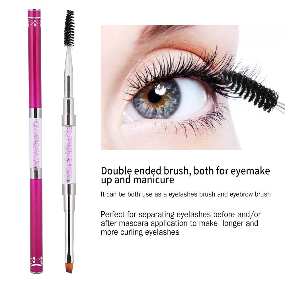 Eyebrow Eyeliner Shaping Duo Double Spoolie Makeup Brush Flat Angled Makeup Tool