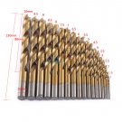19pc HSS Metric Drill Bit Set Titanium Coated Twist Drills Metal Wood 1-10mm coi