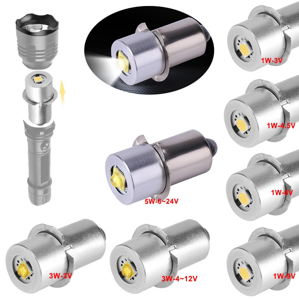 1/3/5W P13.5S 3-24V Mini LED Flashlight Replacement Bulb Torch Lamp Work Light