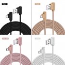 10FT 90 Degree Right Angle Micro USB Charging Data Cable Braided Nylon Cord Line
