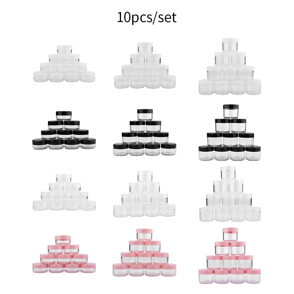 10pcs Plastic Round Mini Empty Box Nail Art Gems Rhinestone Powder Storage Case