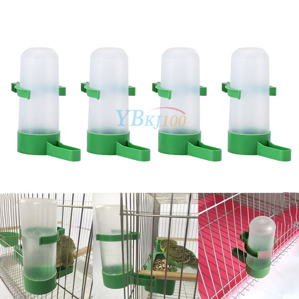 4pcs Pet Cage Aviary Bird Parrot Budgie Canary Drinker Food Feeder Waterer Clip