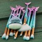 Pro 11PCS Fish Tail Mermaid Makeup Brushes Set Foundation Powder Blush Beauty