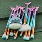 Pro 11PCS Fish Tail Mermaid Makeup Brushes Set Foundation Powder Blush Beauty