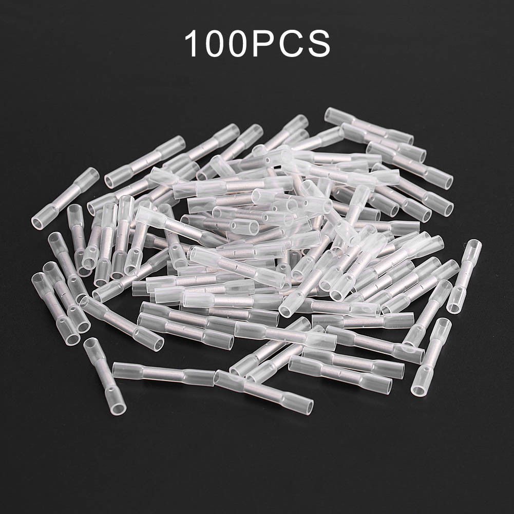 100pcs 26 24awg Insulated Heat Shrink Butt Wire Electrical Crimp Connector 