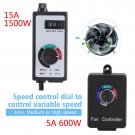 120V 600/1500W Duct Fan Variable Speed Dial Controller for Inline Exhaust Fan