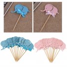 10pcs Elephant Cupcake Cake Topper Picks Baby Shower Party Birtyday Paper Cards