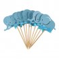 10pcs Elephant Cupcake Cake Topper Picks Baby Shower Party Birtyday Paper Cards